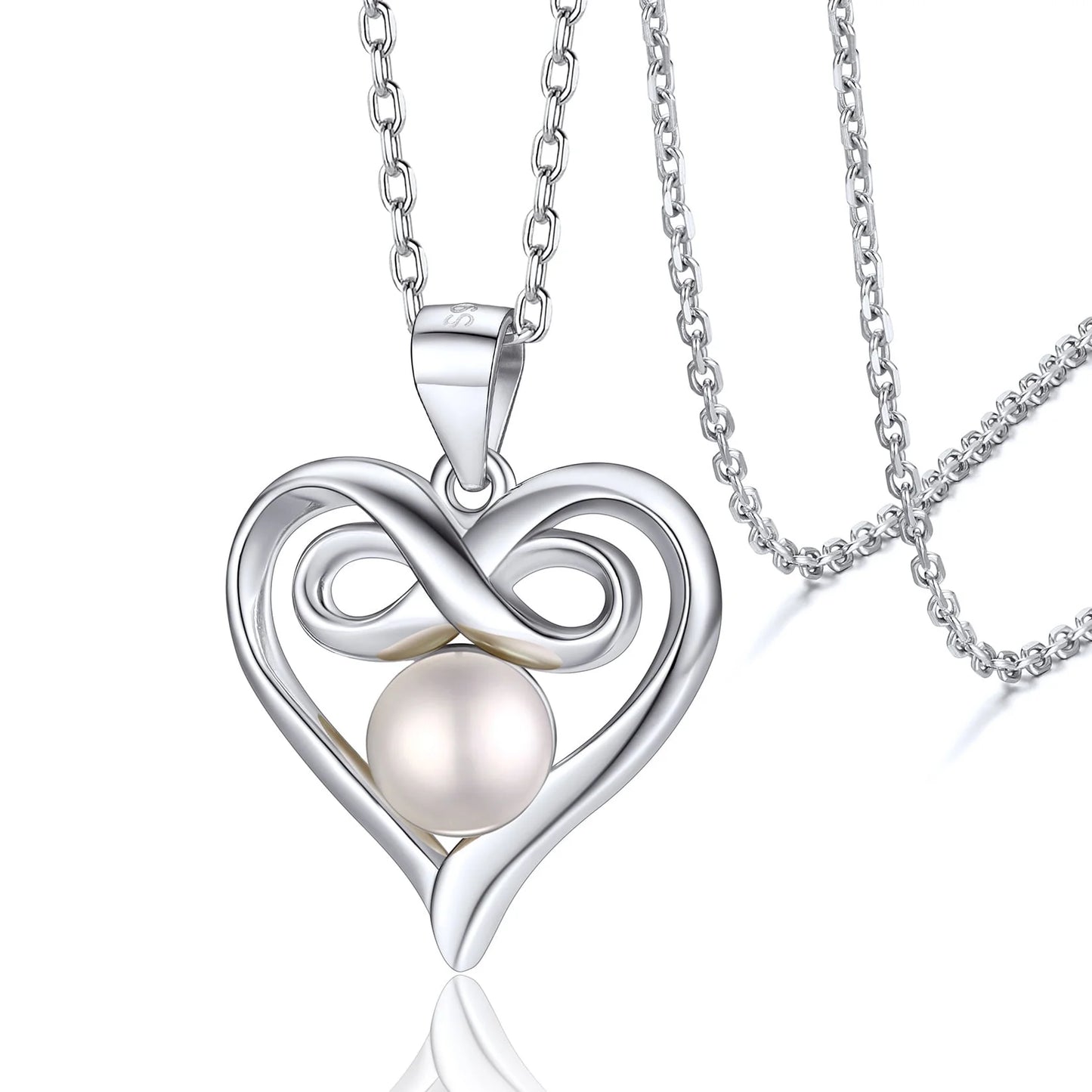 Women Pearl Pendant Necklace 10Mm Freshwater Cultured Pearl Necklace with Shiny CZ and 925 Sterling Silver Chain Jewelry for Ladies
