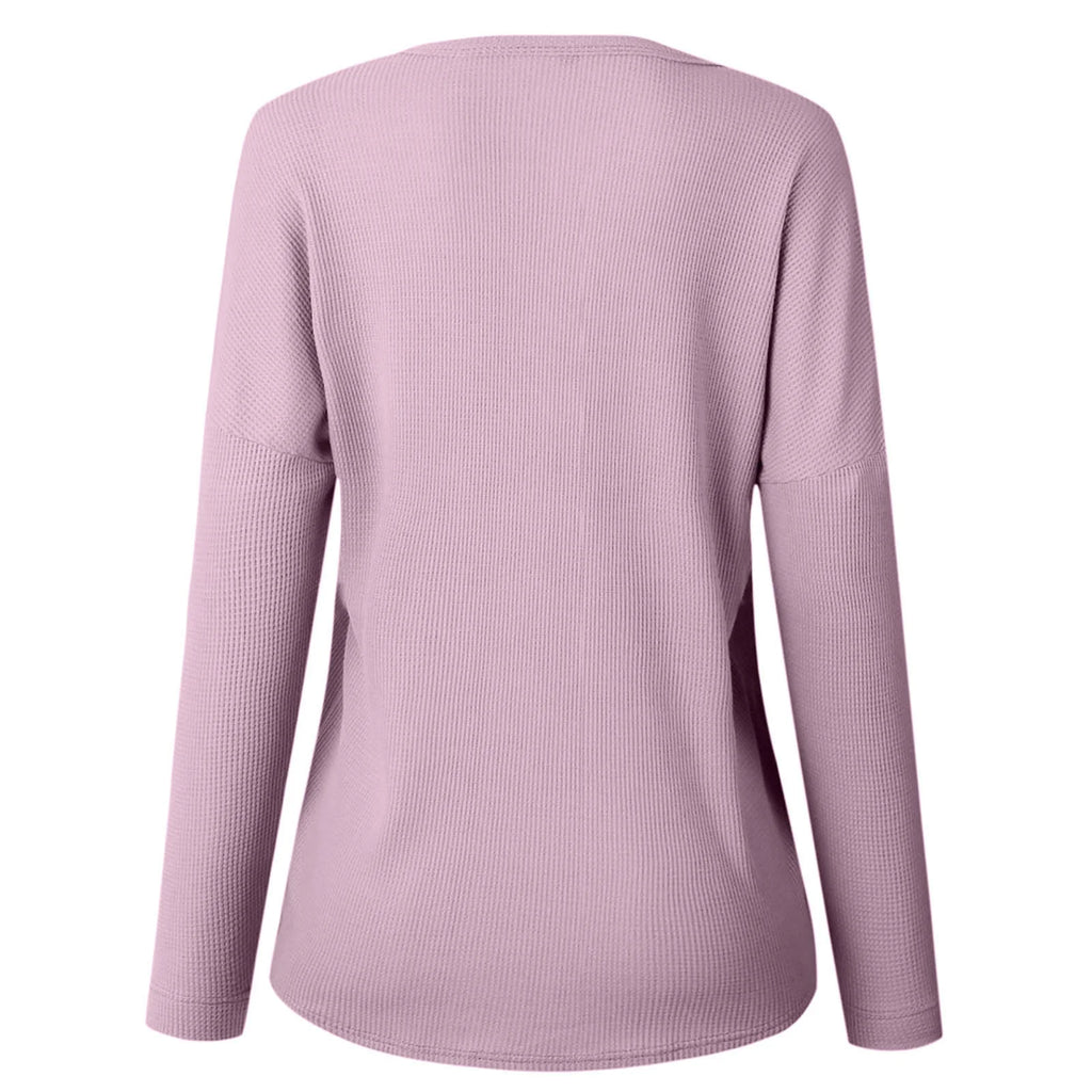Daily Deals Women'S Waffle Knit Tunic Tops Loose Long Sleeve Button V Neck Blouses 2025 Spring Summer Casual Solid Color Henley Shirts,Green,S