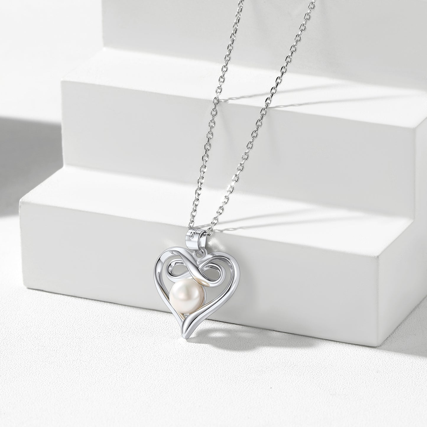 Women Pearl Pendant Necklace 10Mm Freshwater Cultured Pearl Necklace with Shiny CZ and 925 Sterling Silver Chain Jewelry for Ladies
