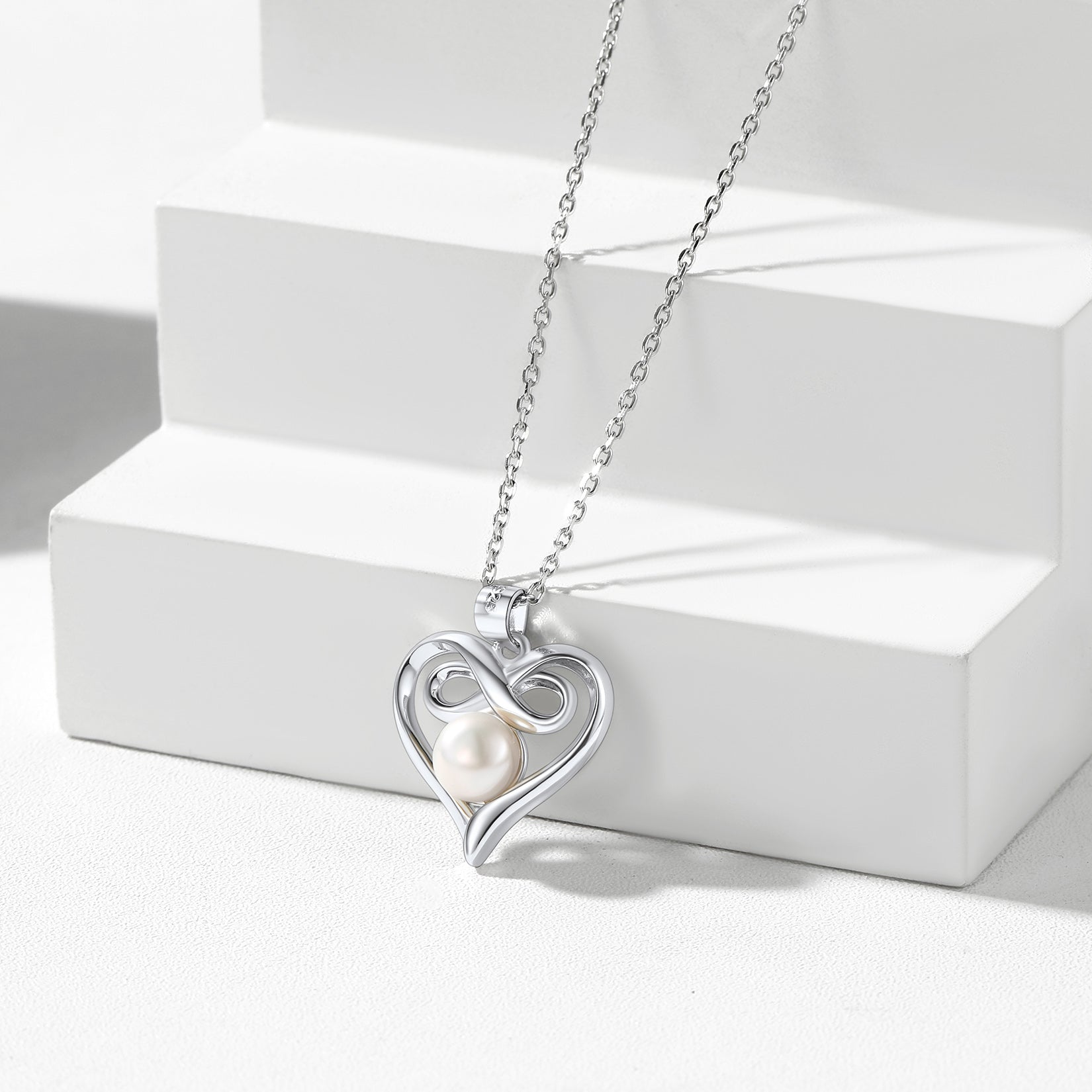 Women Pearl Pendant Necklace 10Mm Freshwater Cultured Pearl Necklace with Shiny CZ and 925 Sterling Silver Chain Jewelry for Ladies